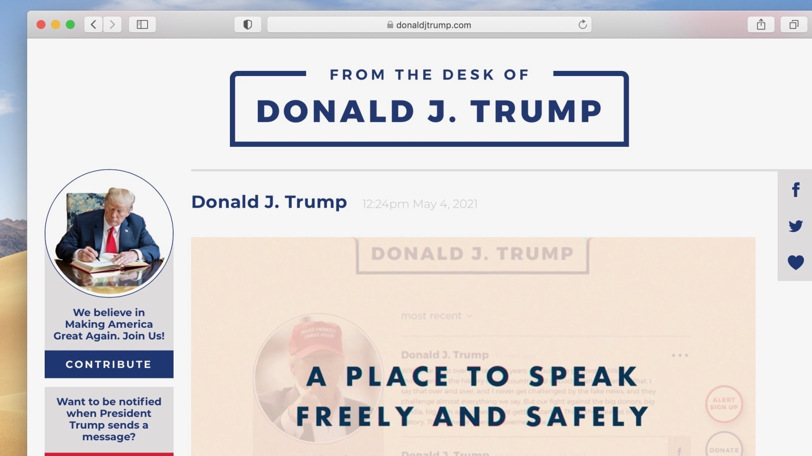 Screenshot - From The Desk of Donald Trump
