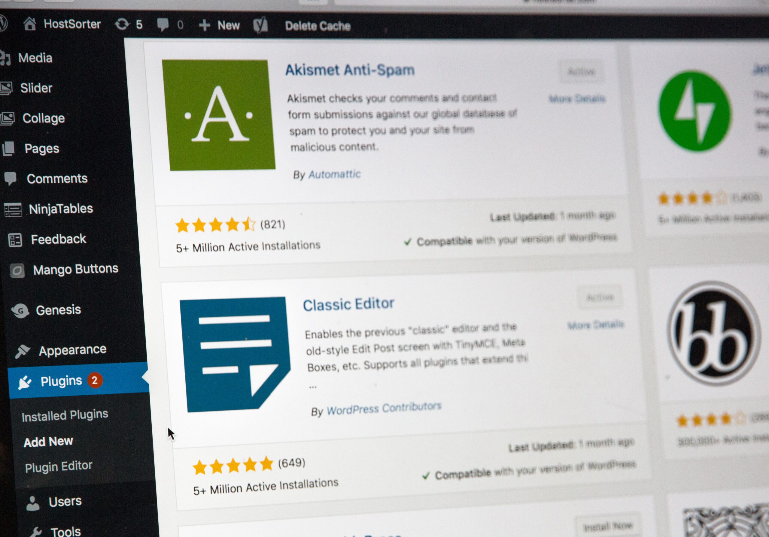 Wordpress Plugins Page